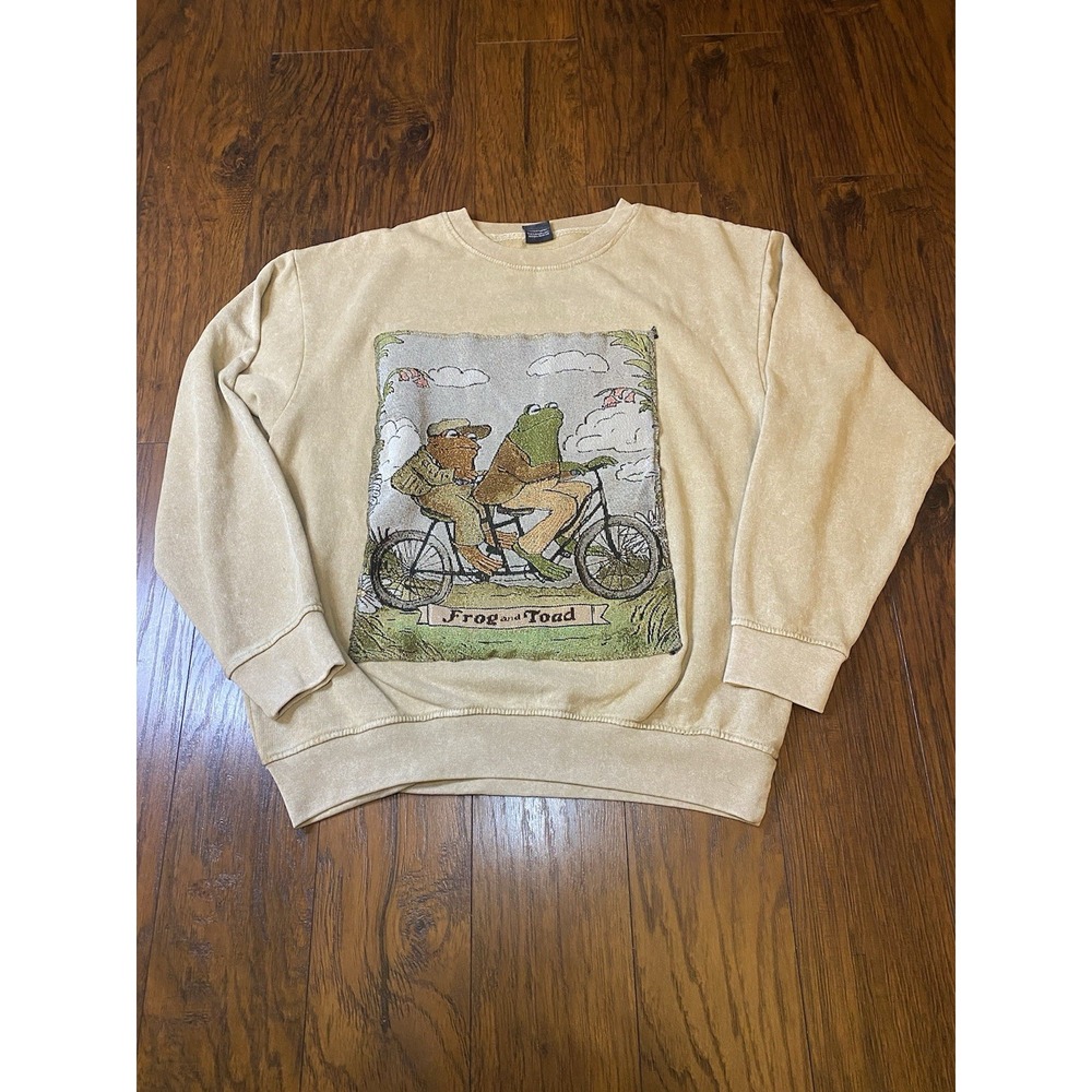 Frog and Toad Best Friends Beige Long Sleeve Vintage Sweat Shirt Medium Tapestry - Picture 2 of 12